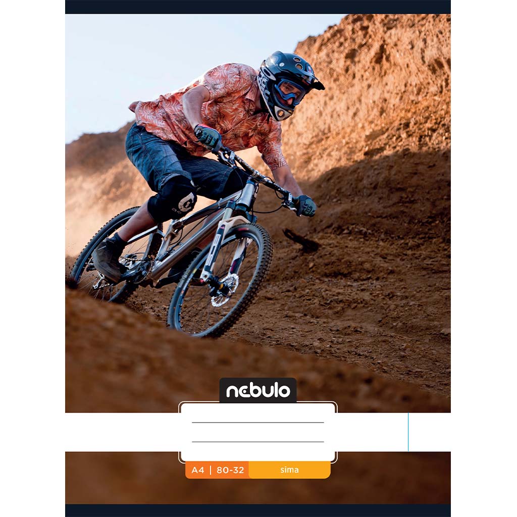Nebulo: Geheftetes, liniertes Heft mit Fahrradmuster, 80-32, A/4