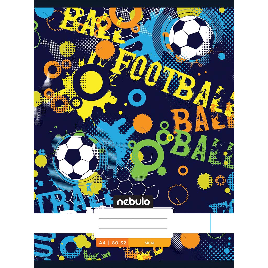 Nebulo: Geheftetes, liniertes Heft mit Fußballmuster, 80 Seiten, 32 Blatt, A4