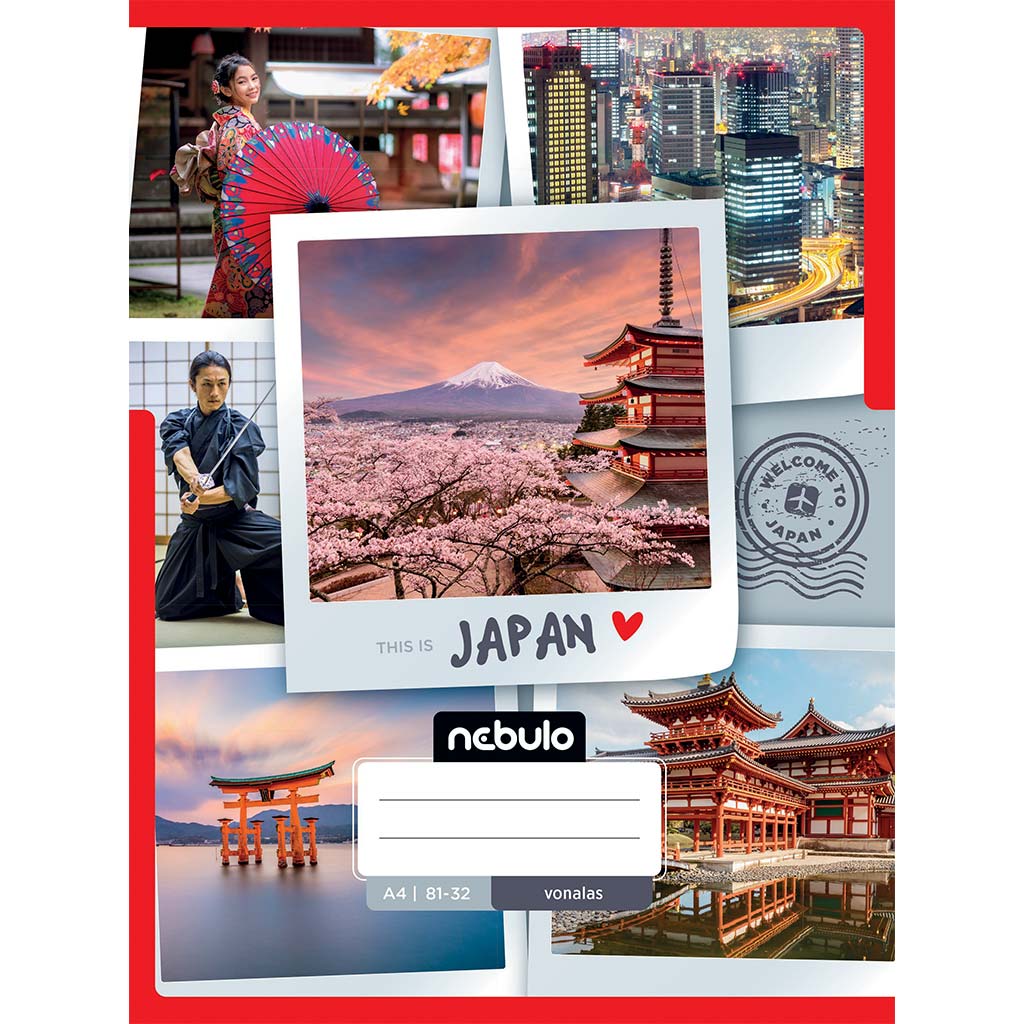 Nebulo: Geheftetes liniertes Heft mit japanischem Muster 81-32 A/4