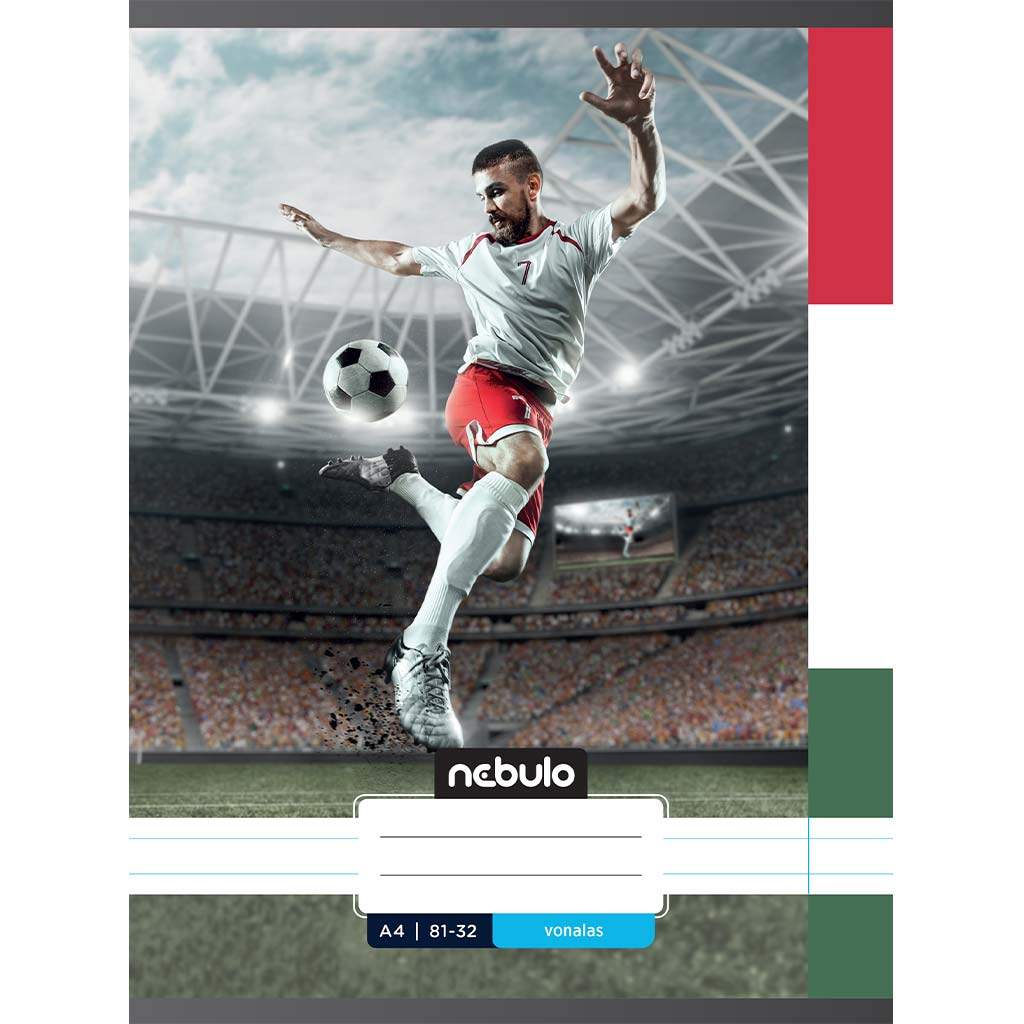 Nebulo: Geheftetes liniertes Heft mit ungarischem Fußballmuster 81-32 A/4