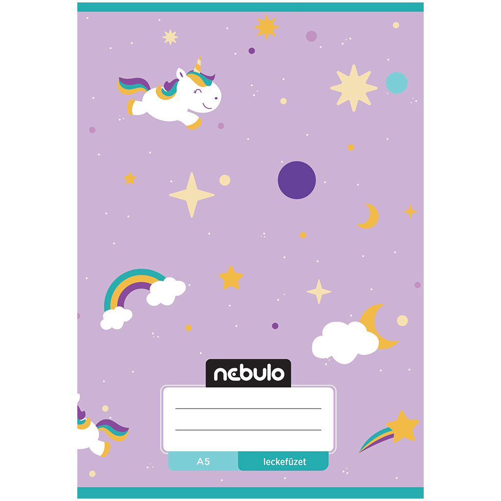 Nebulo: Genähtes Schulheft A5 mit Einhornmuster