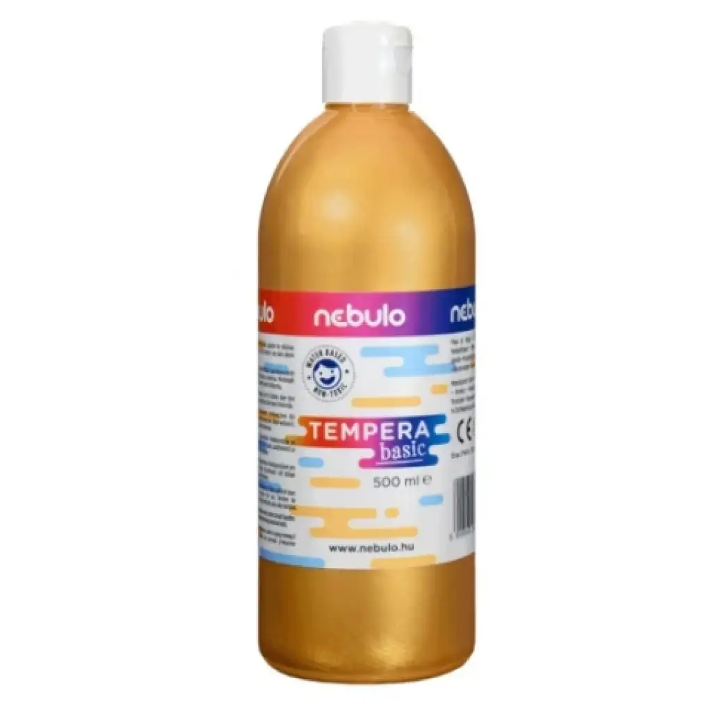 Nebulo: Goldfarbene flüssige Temperafarbe in einer 500-ml-Flasche