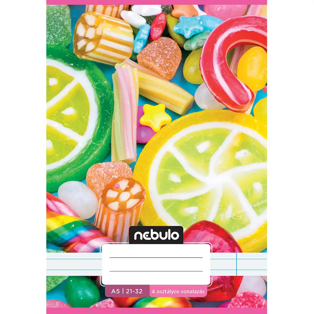 Nebulo: Heft mit Candy-Muster für die 4. Klasse, liniert, A/5, 21-32