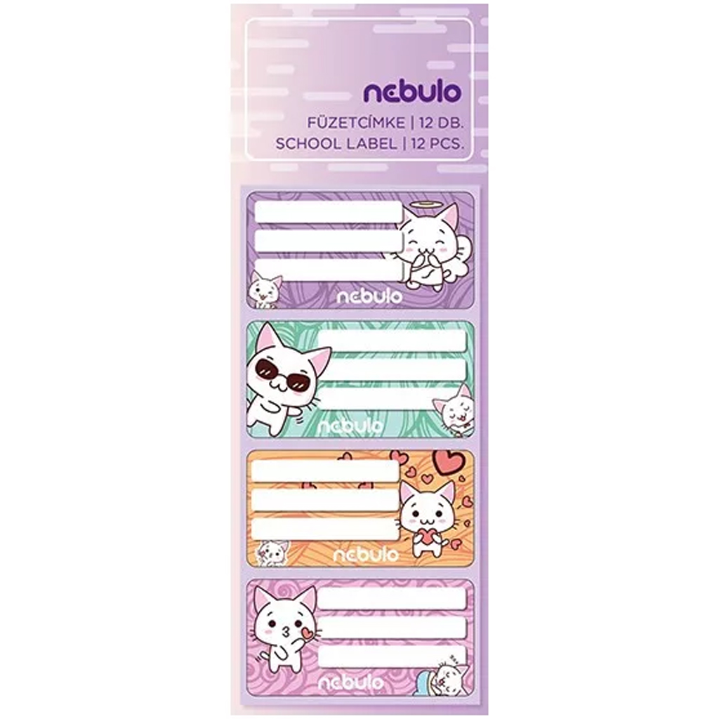 Nebulo: Heftetiketten mit Katzenmotiv, 12er-Set