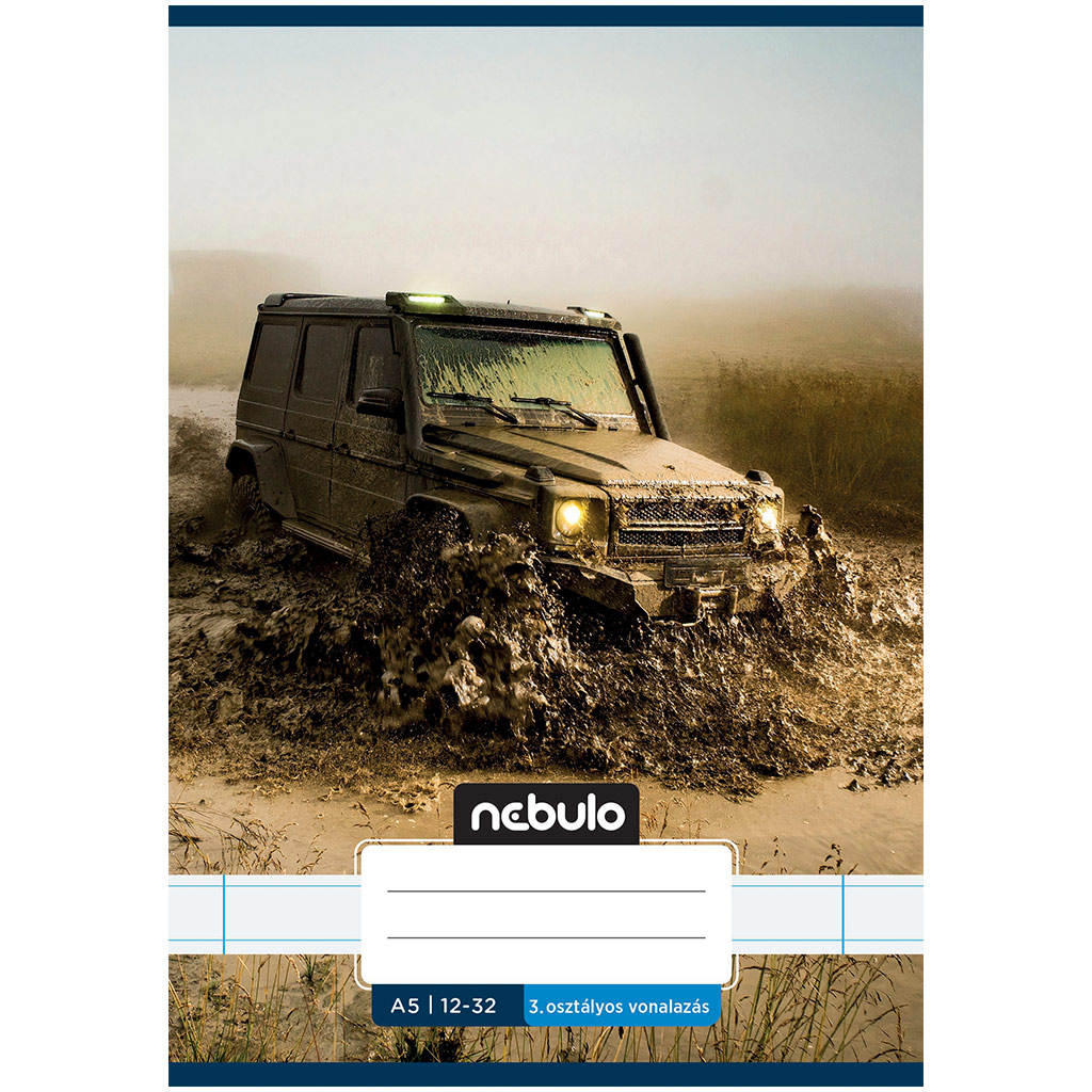 Nebulo: Liniertes Heft mit Offroad-Geländewagen-Muster, für die 3. Klasse, getackert, 12-32 A/5
