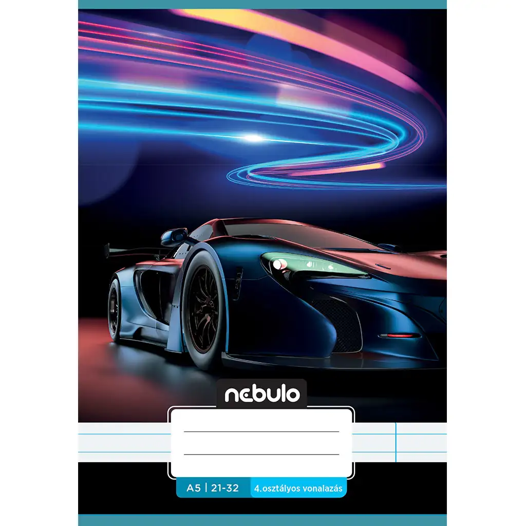 Nebulo: Neon Auto-Muster 4. Klasse liniertes Heft A/5 21-32