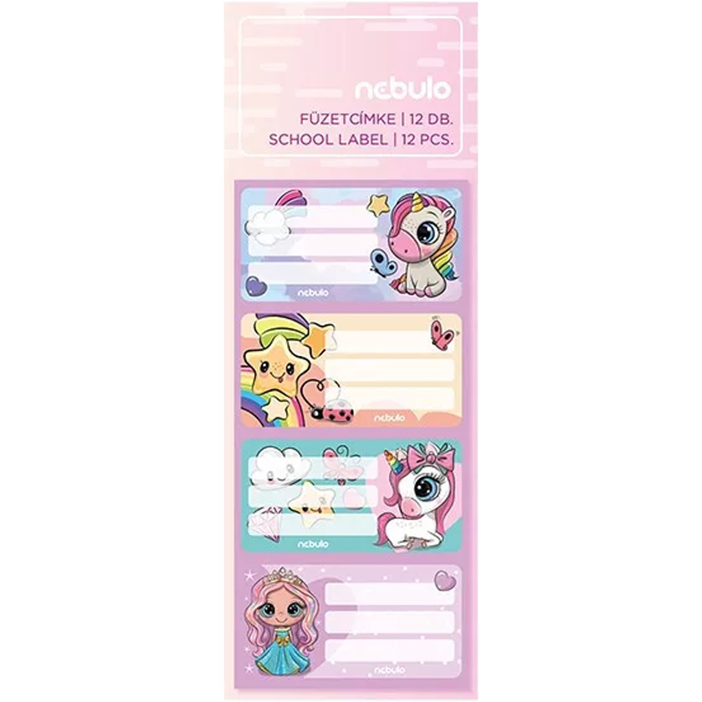 Nebulo: Notizbuch-Etiketten-Set mit Einhorn- und Prinzessinnenmotiv, 12 Stück