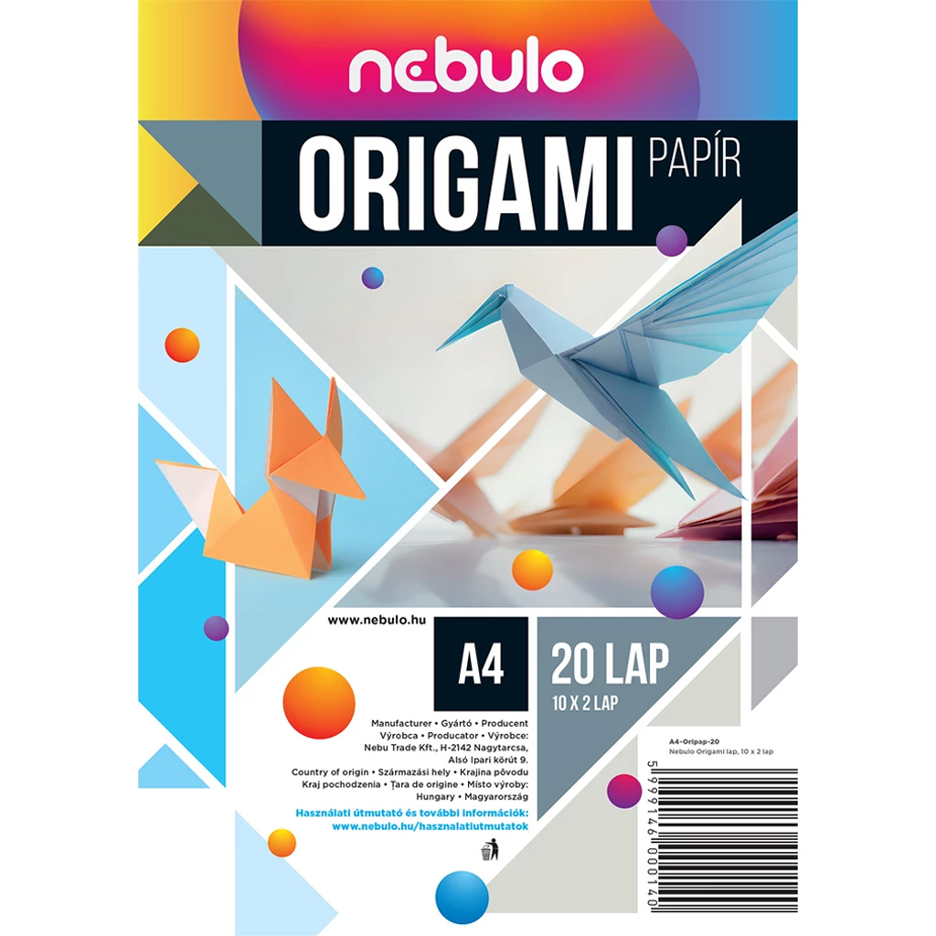 Nebulo: Origami-Blätter im A4-Format, 20 Stück