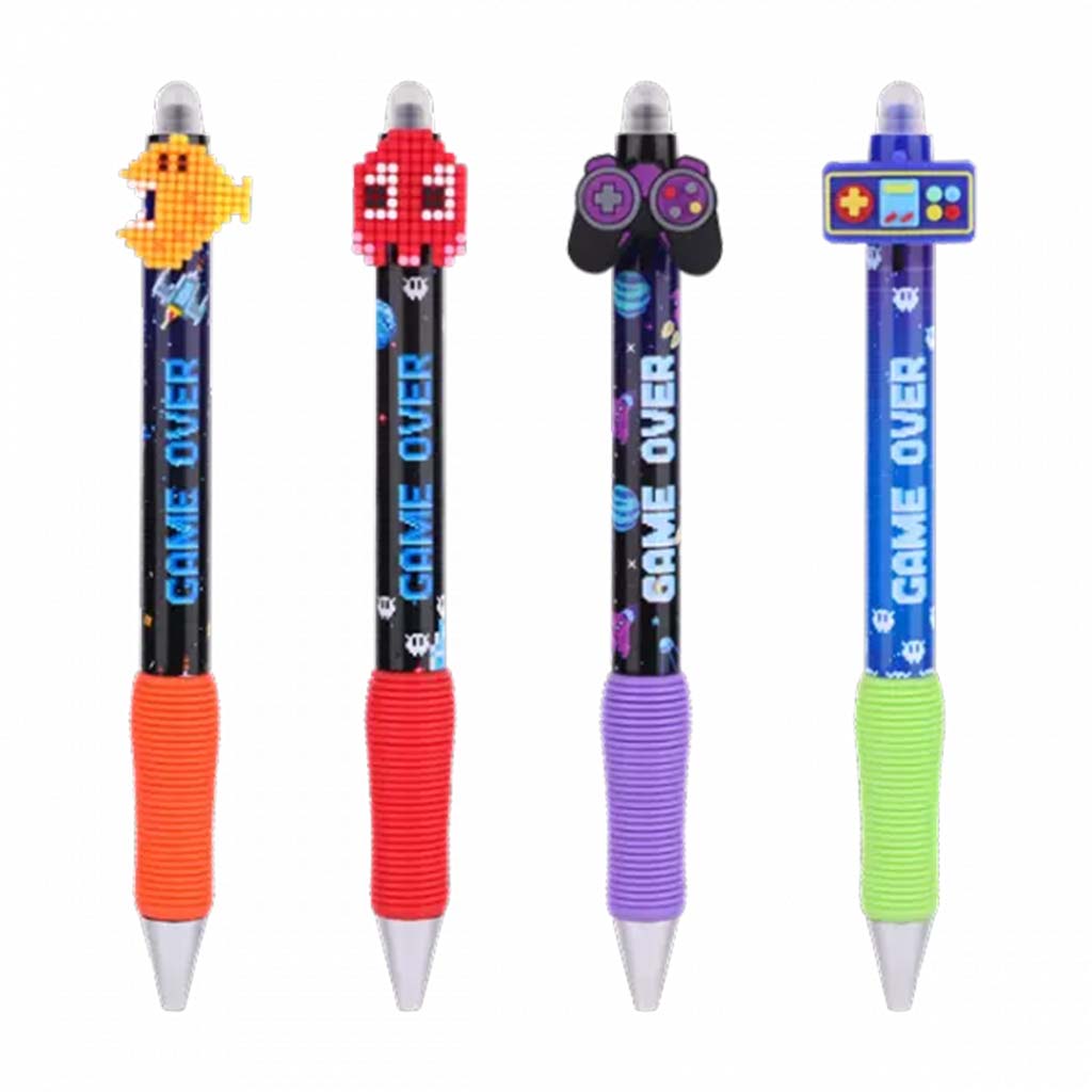 Nebulo: Pixel Gamer Druckknopf-Gelstift, radierbar, verschiedene Ausführungen, 1 Stück