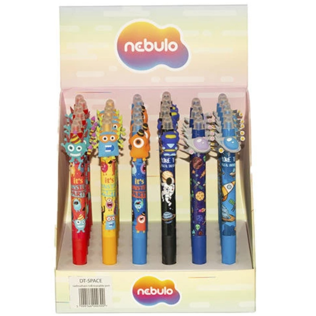 Nebulo: Radierbarer Gel-Kugelschreiber mit Druckmechanik und Alien-Motiv, verschiedene Ausführungen, 1 Stück