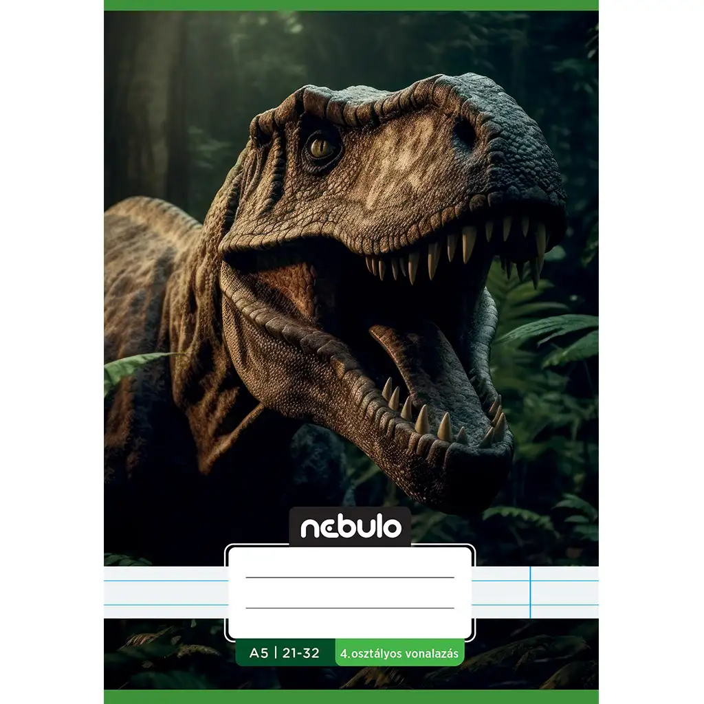 Nebulo: T-Rex gemustertes liniertes Heft für die 4. Klasse A/5 21-32