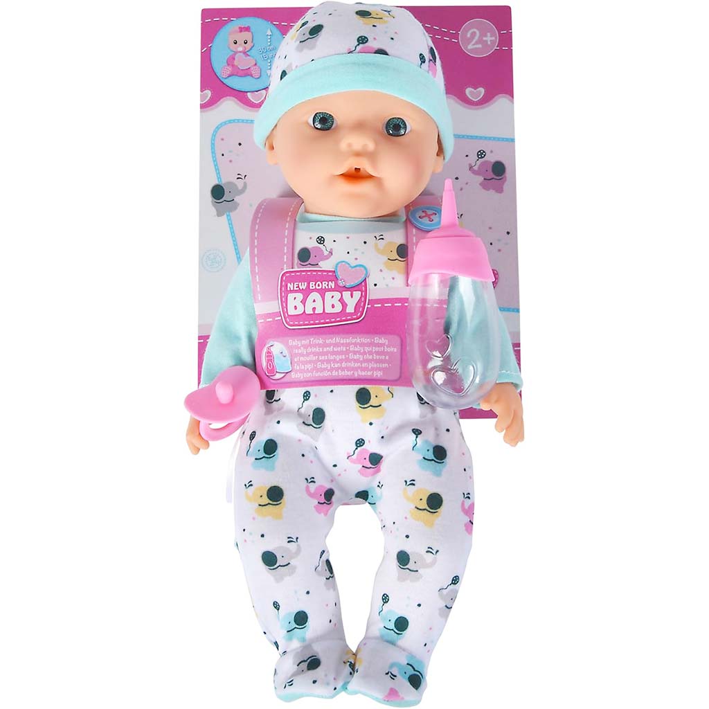 New Born Baby Fläschchenpuppe im Elefanten-Outfit – Simba Toys