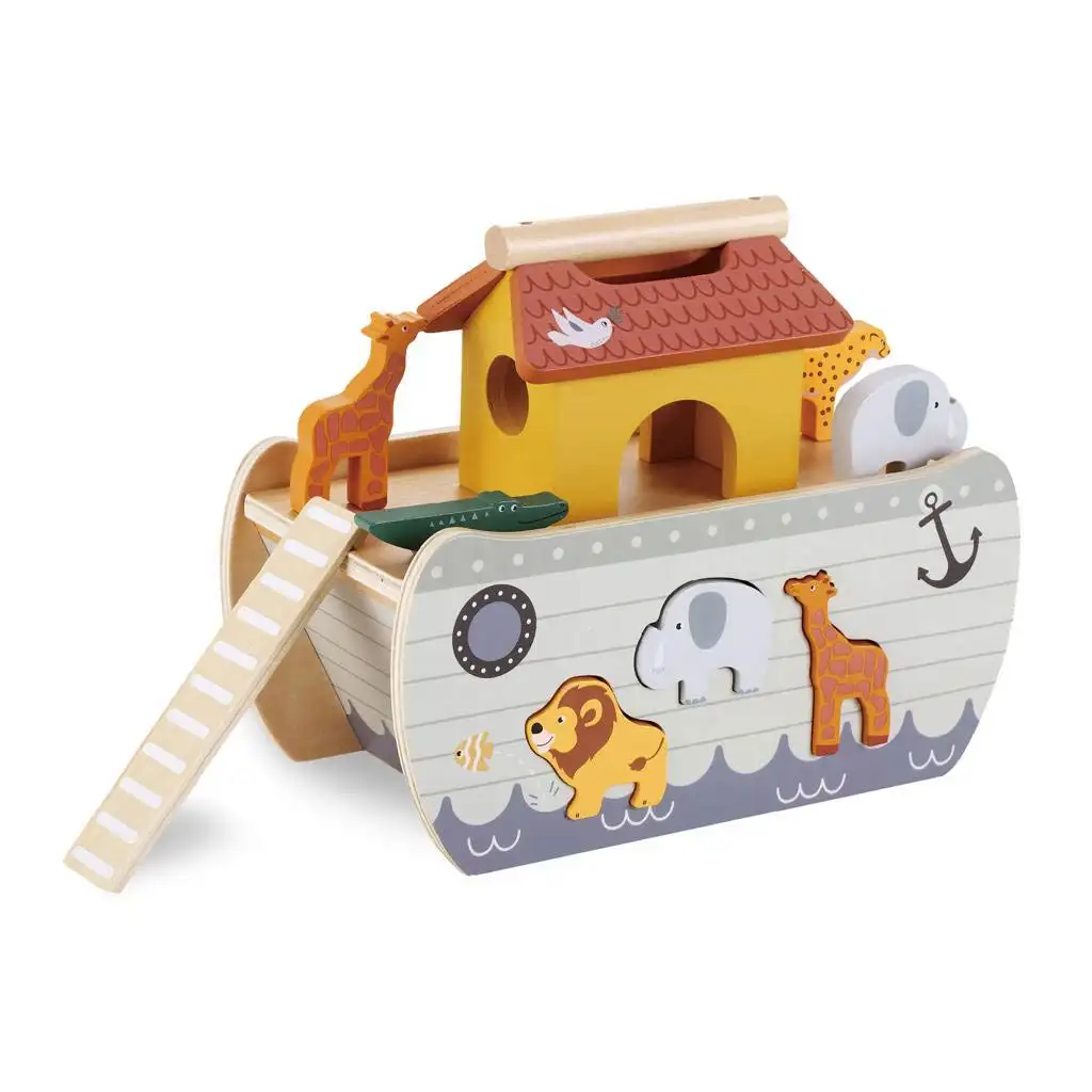 Noahs Arche mit Tieren aus Holz kép 2