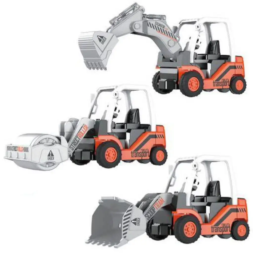 Orangefarbene Arbeitsmaschinen in verschiedenen Ausführungen