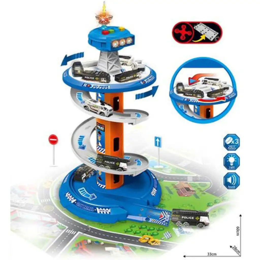 Parkhausturm-Spielset mit Licht und Sound und drei kleinen Autos kép 2