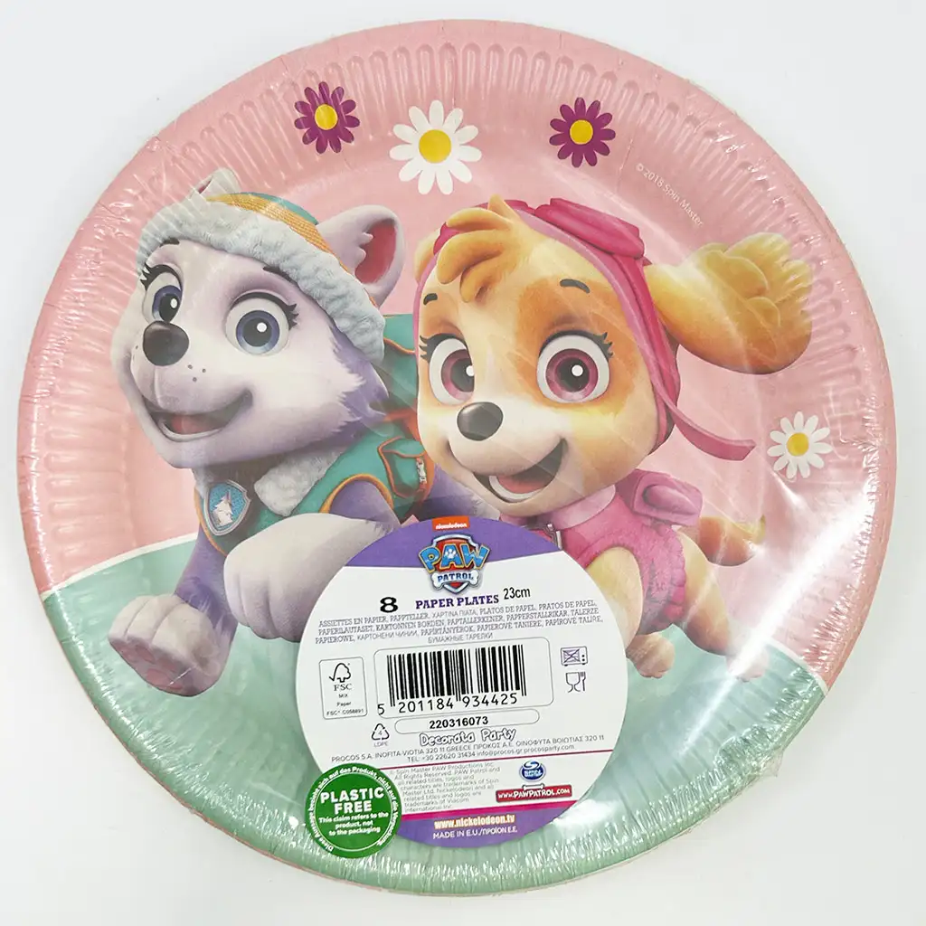 Paw Patrol Everest und Skye Motiv Pappteller 8er-Set