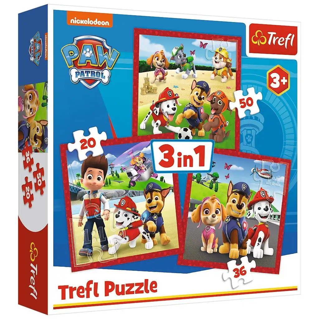 Paw Patrol: Glückliche Welpen 3-in-1 Puzzle - Trefl