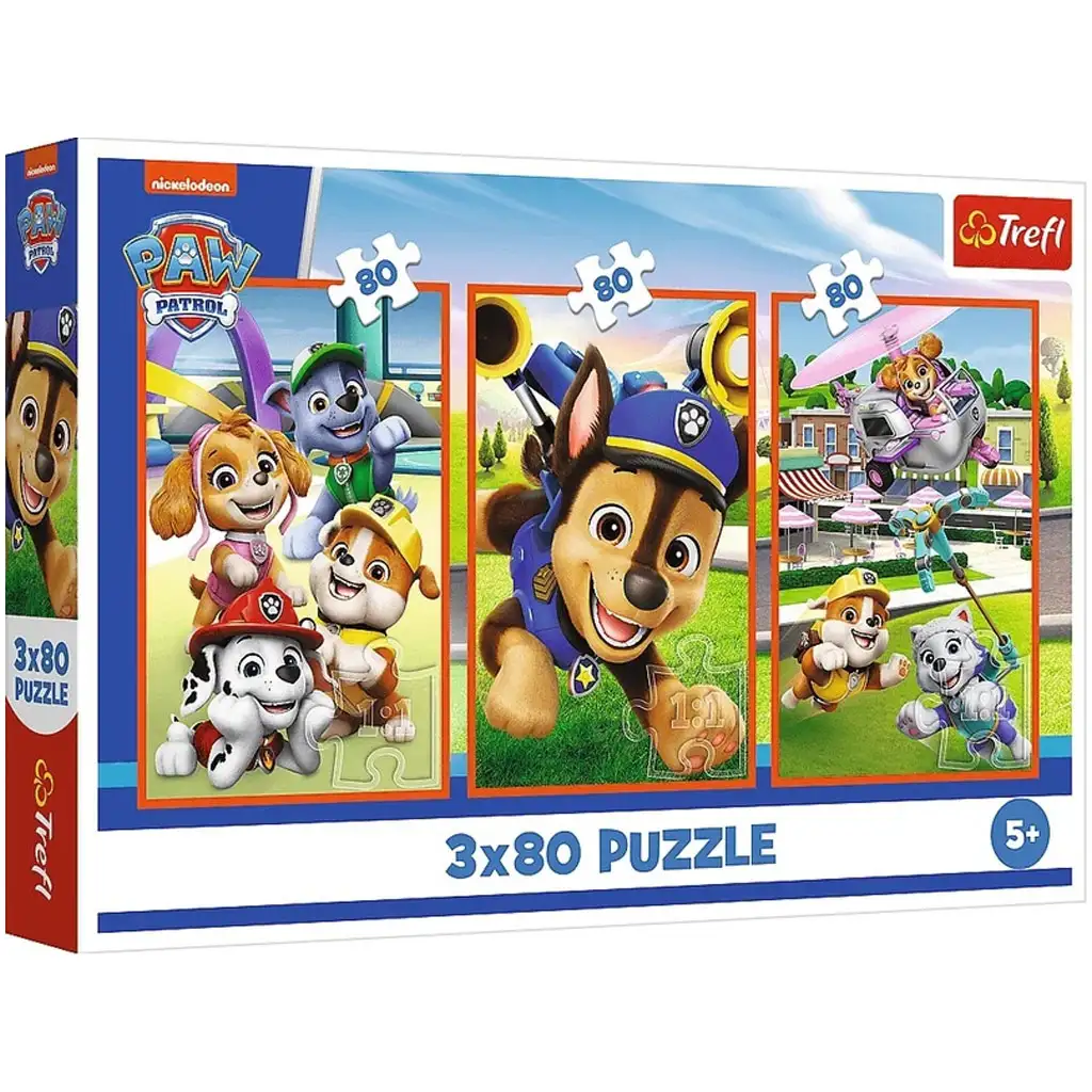 Paw Patrol lächelnde Hunde 3x80 Teile Puzzle - Trefl