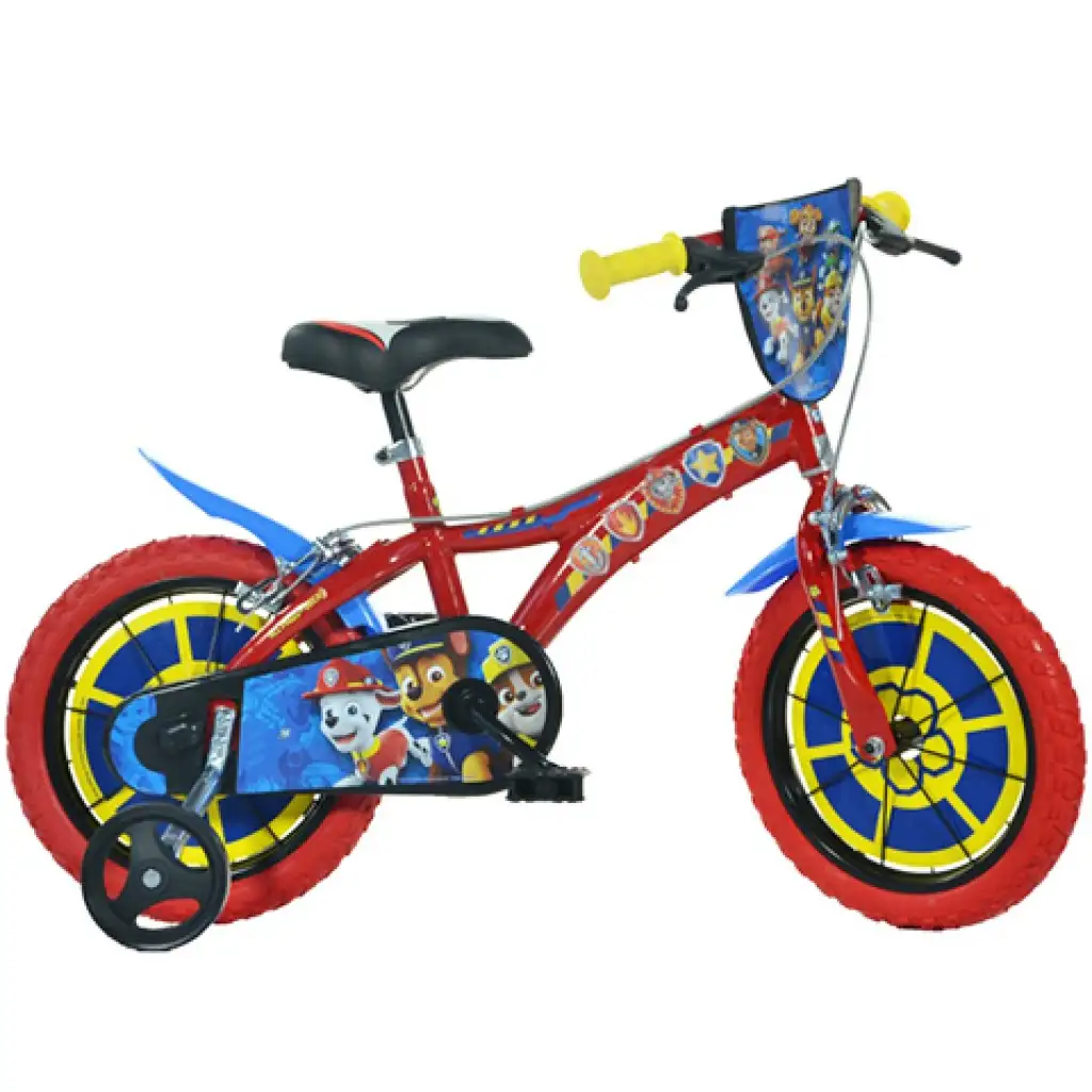 Paw Patrol rot-blaues Kinderfahrrad in Größe 14 – Dino Bikes Fahrrad
