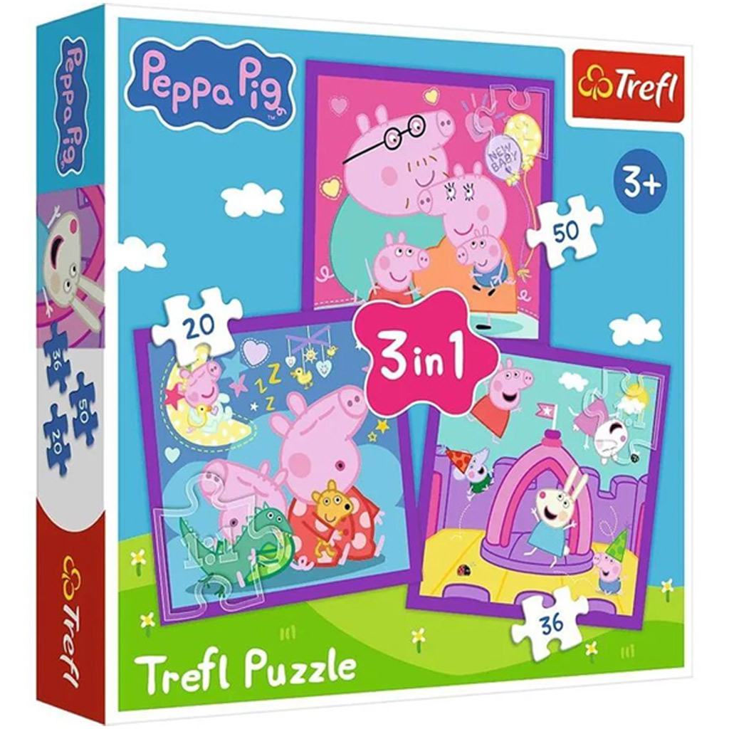 Peppa Wutz 3-in-1 Puzzle – 20, 36 und 50 Teile – Trefl