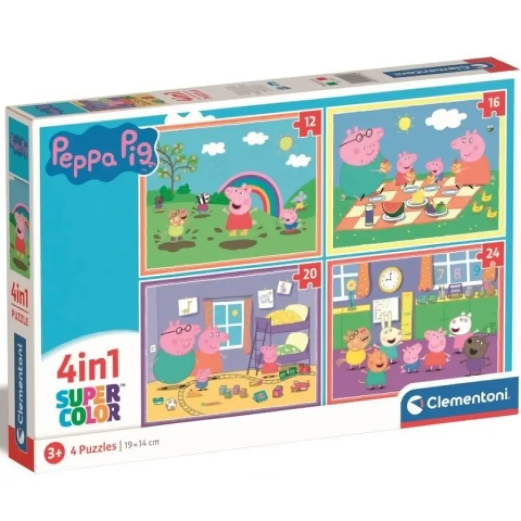Peppa Wutz 4-in-1 12-16-20-24-teiliges Puzzle - Clementoni