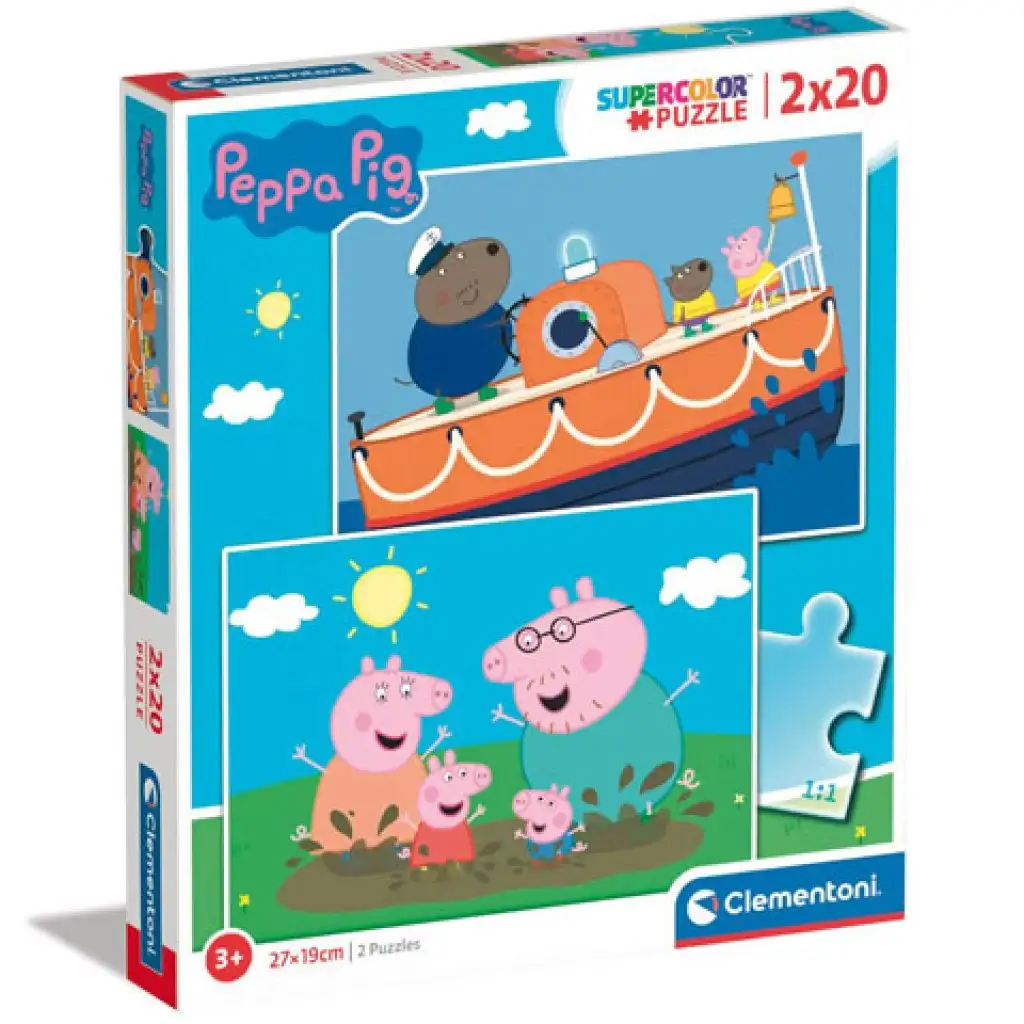 Peppa Wutz Supercolor 2-in-1 2x20 Teile Puzzle - Clementoni