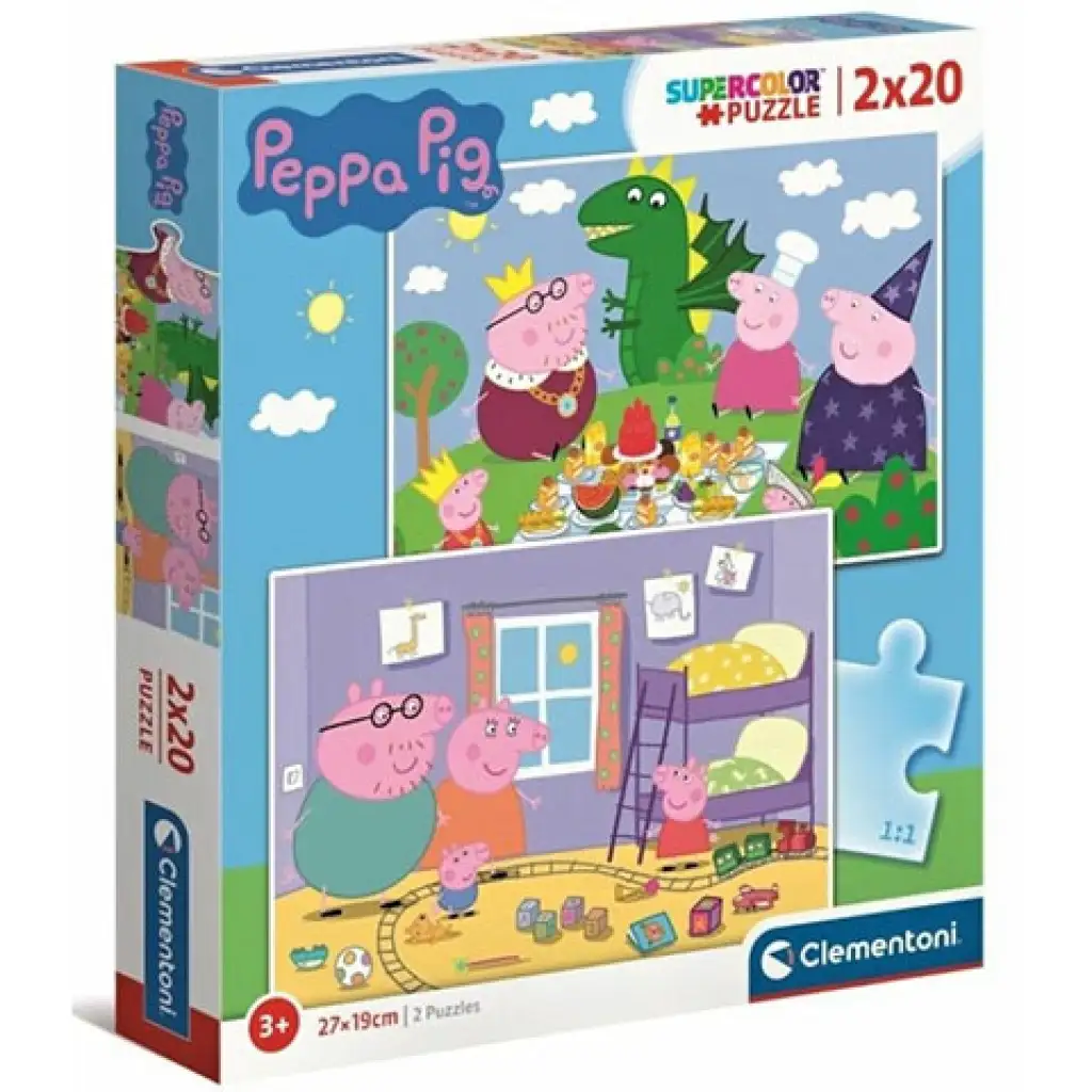 Peppa Wutz Supercolor 2-in-1 Puzzle 2x20 Teile - Clementoni