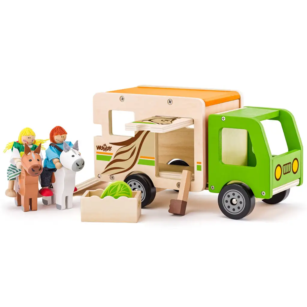 Pferdetransporter aus Holz mit Zubehör - Woodyland
