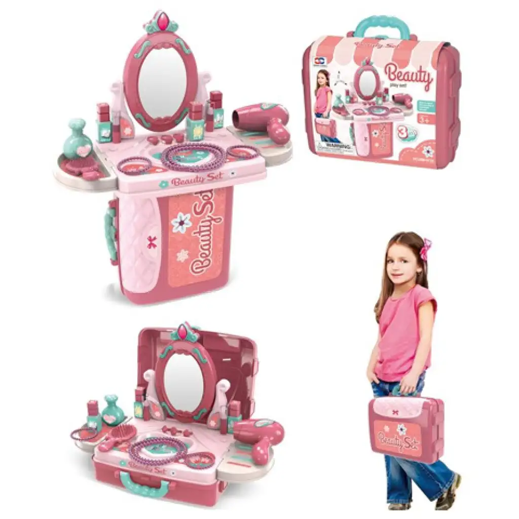 Pink 3-in-1 tragbares Schönheitset im Koffer kép 2