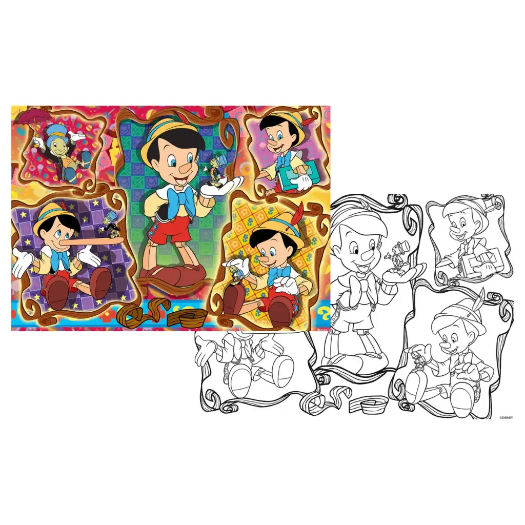 Pinocchio 2-in-1 Puzzle und Malbuch, 108 Teile, 70x50 cm – Lisciani kép 2