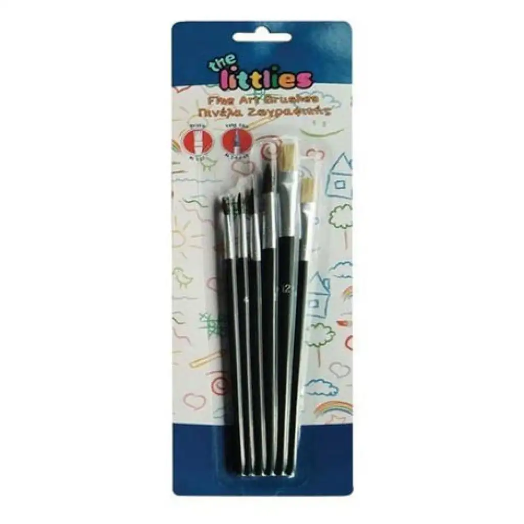 Pinselset in Schwarz, 6-teiliges Set