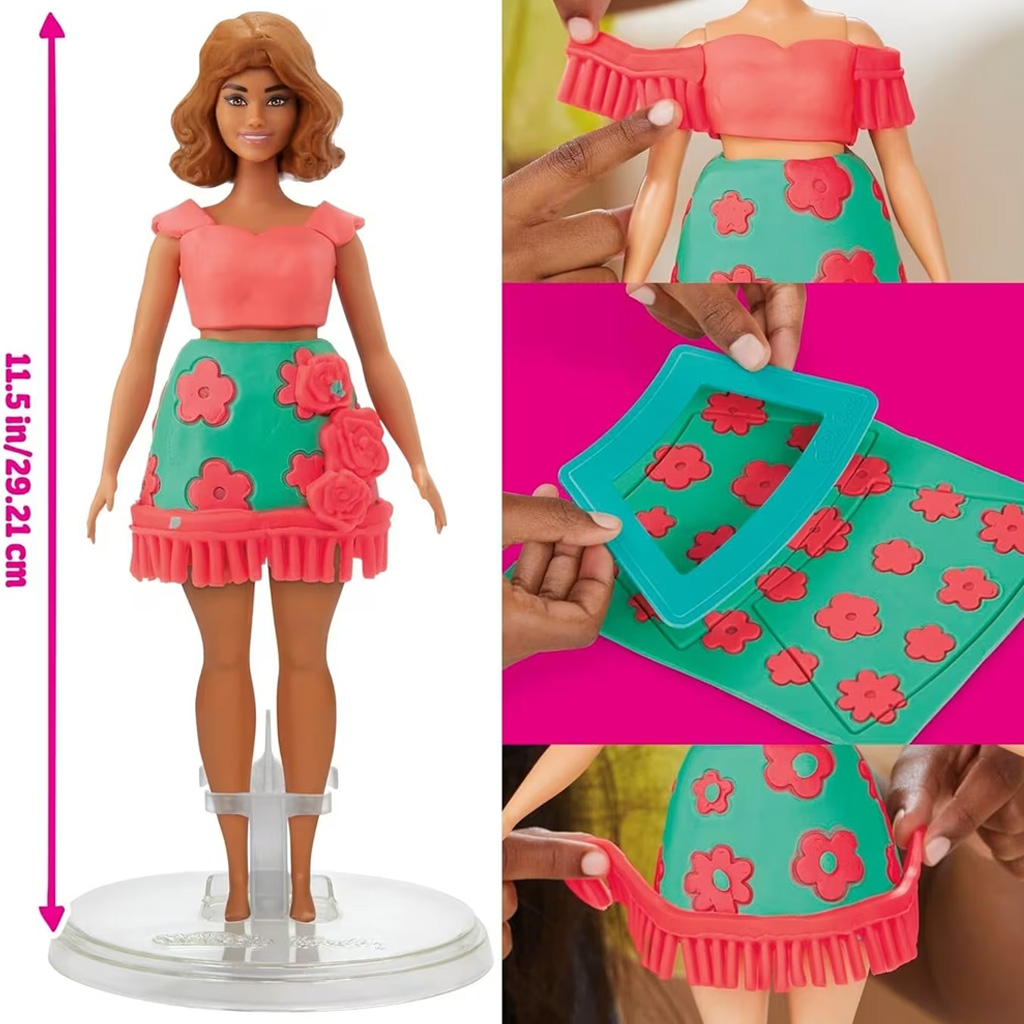 Play-Doh: Barbie Blumenmuster und Fransen Knetset – Hasbro kép 2