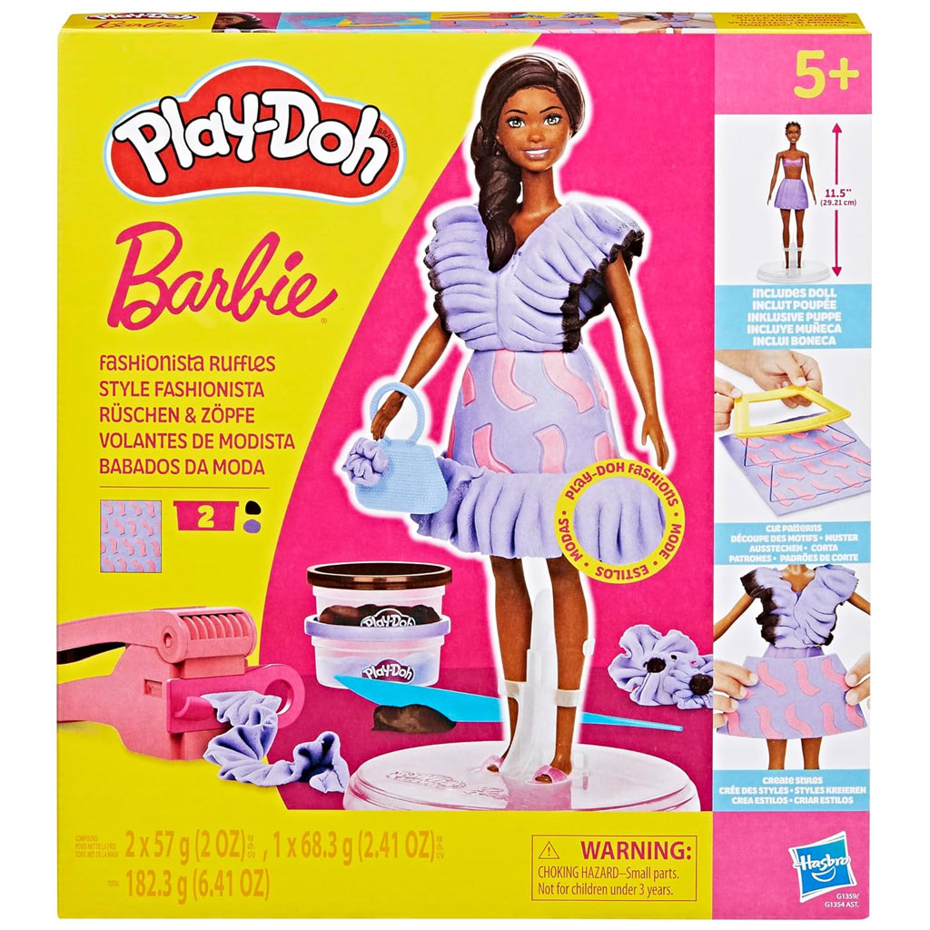 Play-Doh: Barbie Fashionista Rüschchen-Kleider Knet-Set mit Puppe - Hasbro