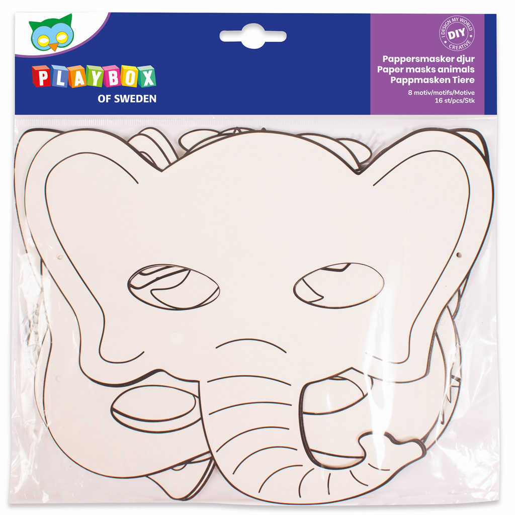 PlayBox: 16-teiliges Papiertiermasken-Set