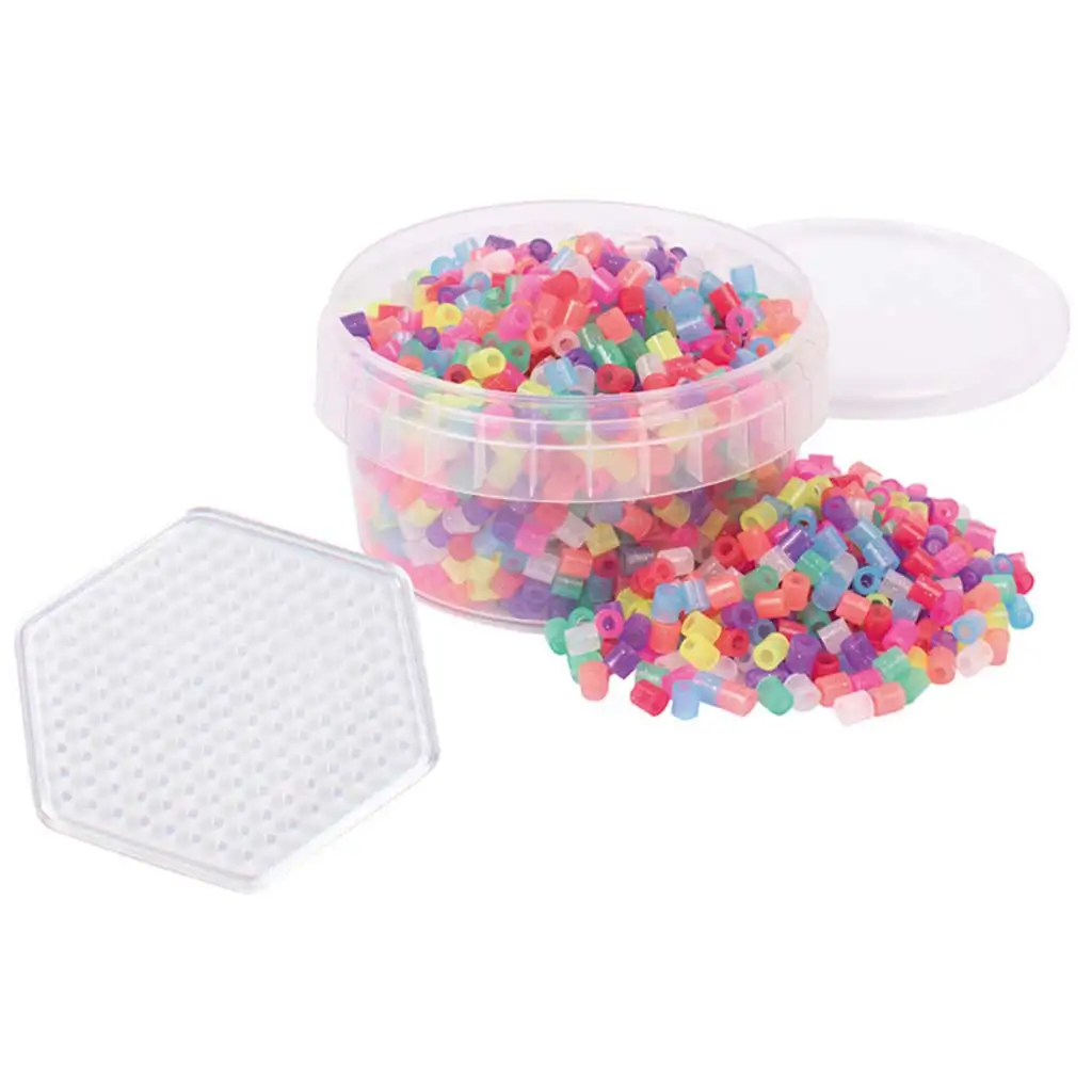 PlayBox: 5 mm bügelfähige glitzernde MIDI-Perlen, 1000 Stück, mit sechseckiger Platte