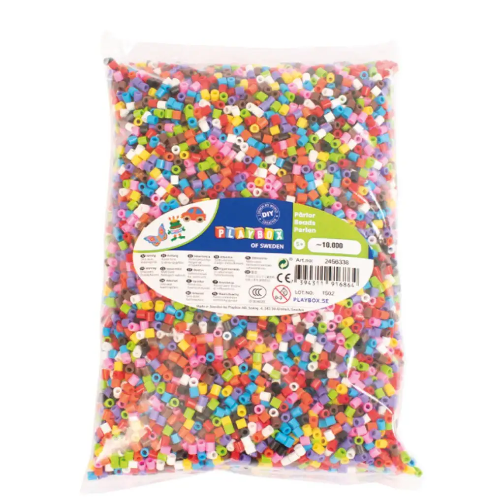 PlayBox: 5mm MIDI Bügelperlen, 10.000 Stück bunte Mischung, 10 verschiedene Farben