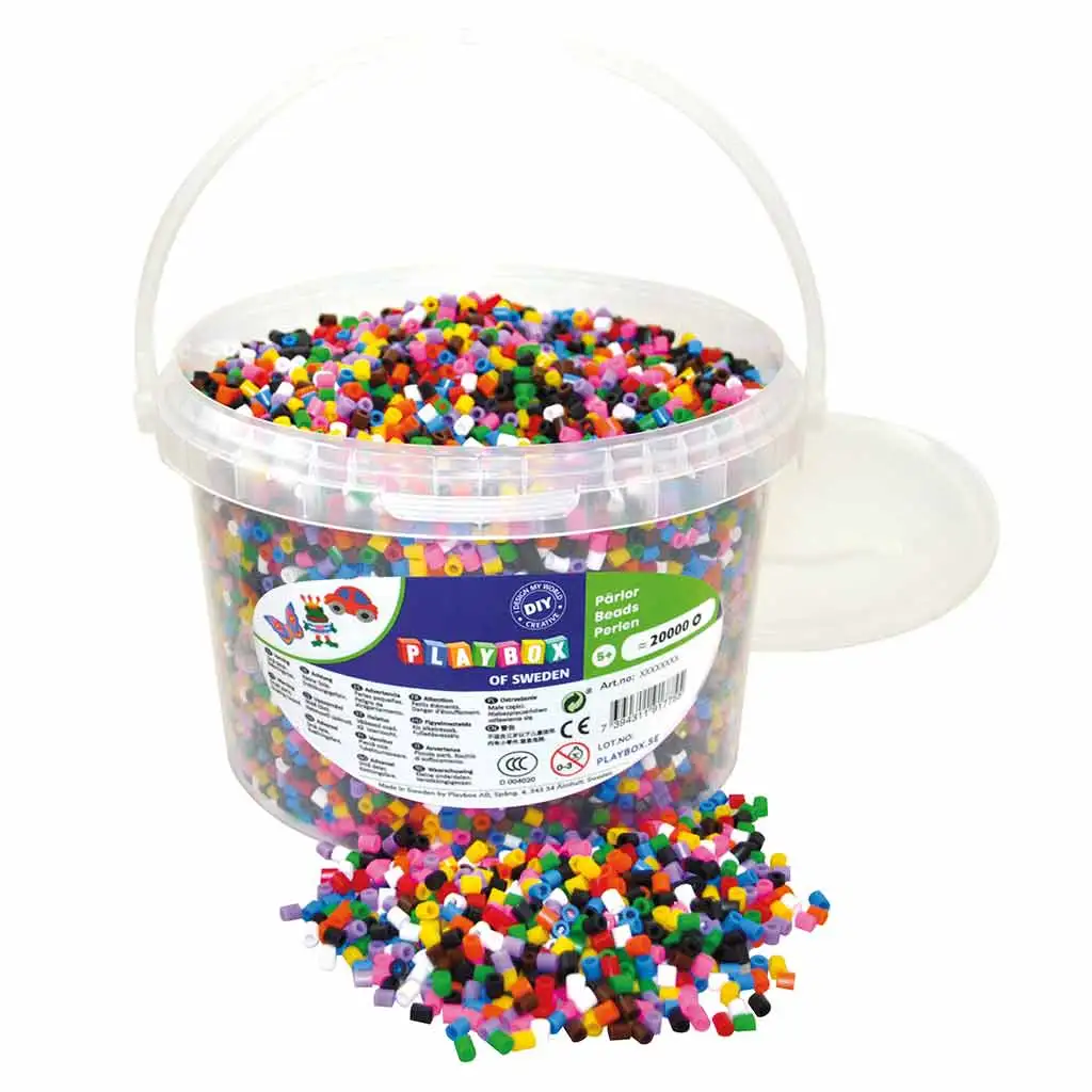 PlayBox: 5mm MIDI Bügelperlen 10 Farben Mix 20.000 Stück