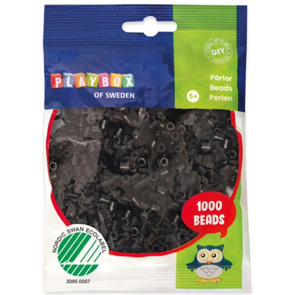 PlayBox: 5mm MIDI Bügelperlen, 1000 Stück, schwarz