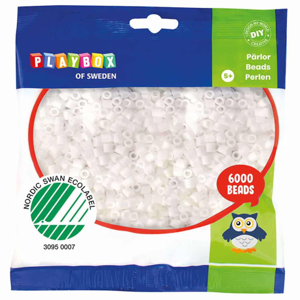 PlayBox: 5mm MIDI Bügelperlen in Weiß, 6000 Stück Packung
