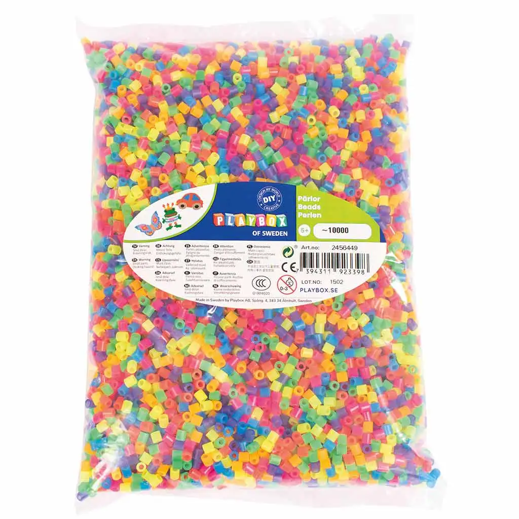 PlayBox: 5mm MIDI Neonfarbene Bügelperlen 10.000 Stück Packung