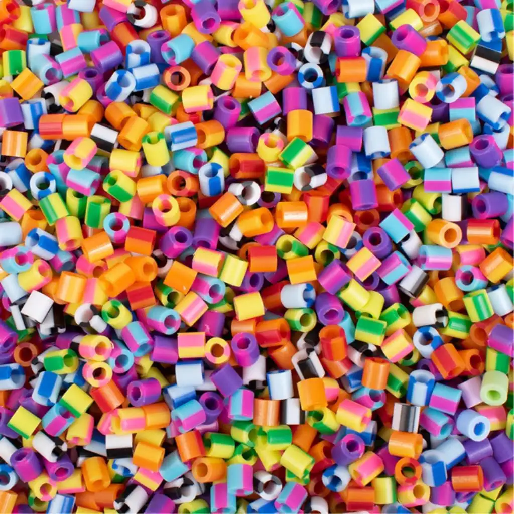 PlayBox: 5mm MIDI bügelbare Perlen 20000 Stück gestreifte Perlenmischung im Eimer