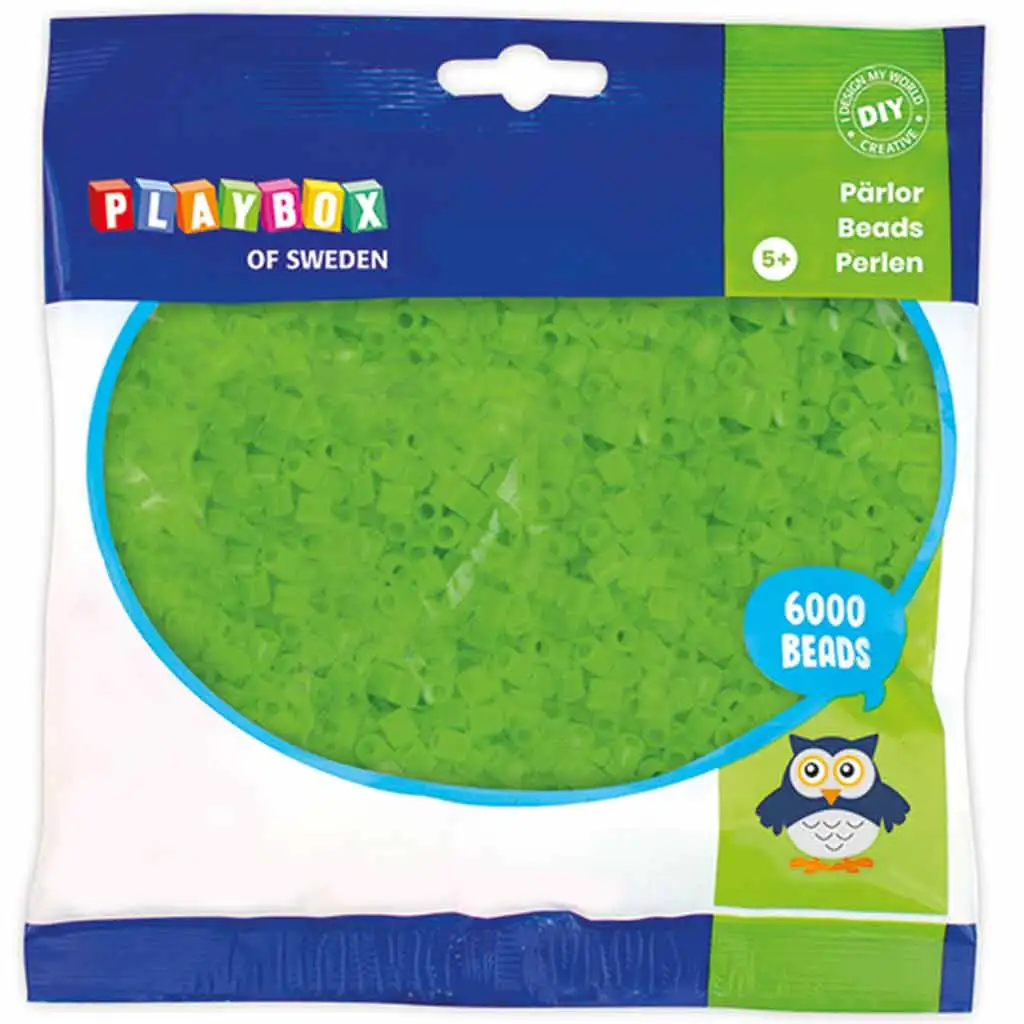 PlayBox: 5mm MIDI transparente bügelbare Perlen in Grün, 6000 Stück Packung