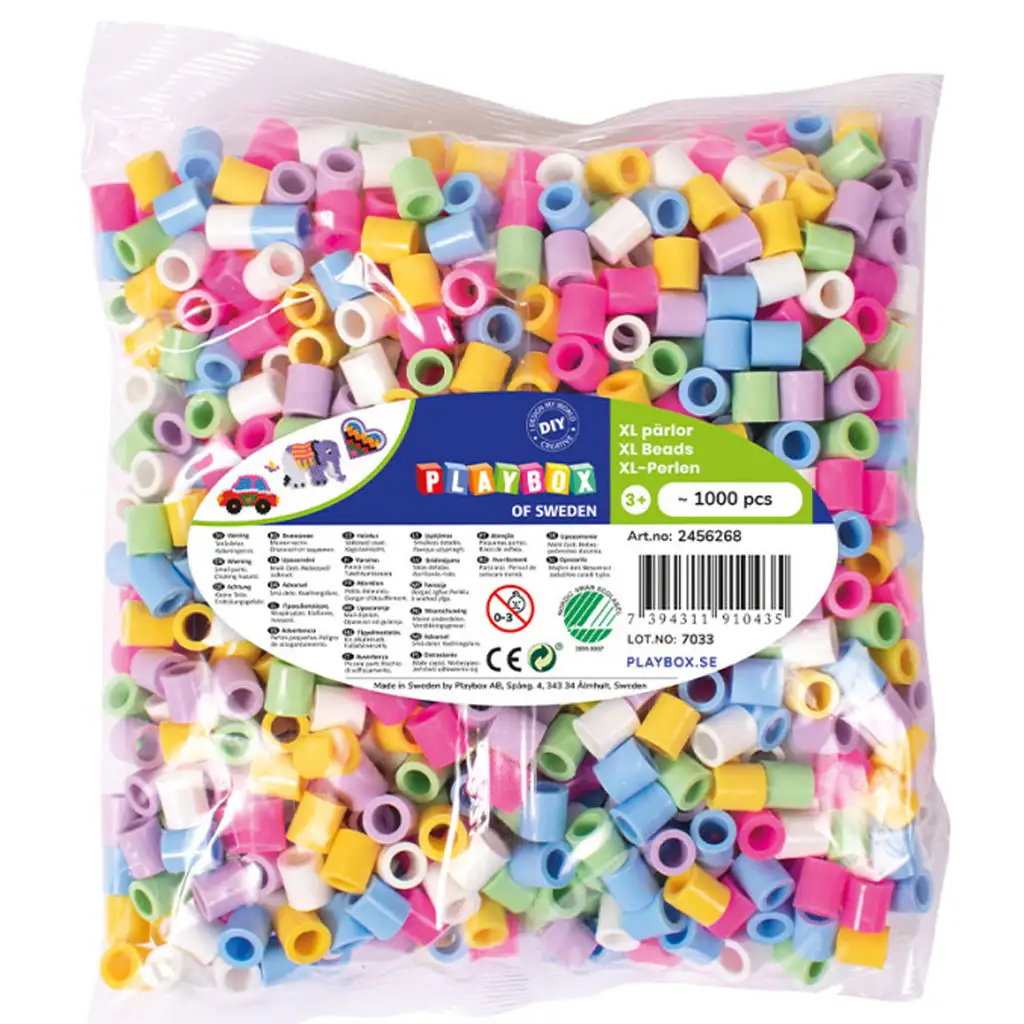 PlayBox: 9 mm XL MAXI Pastellfarbene Bügelperlen 1000er Packung