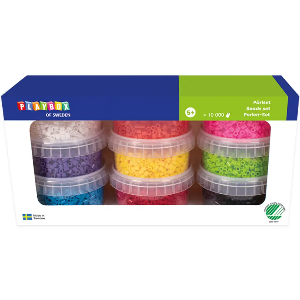 PlayBox: 9 mm XL MAXI bügelbare Perlen in 9 Farben, 10000 Stück