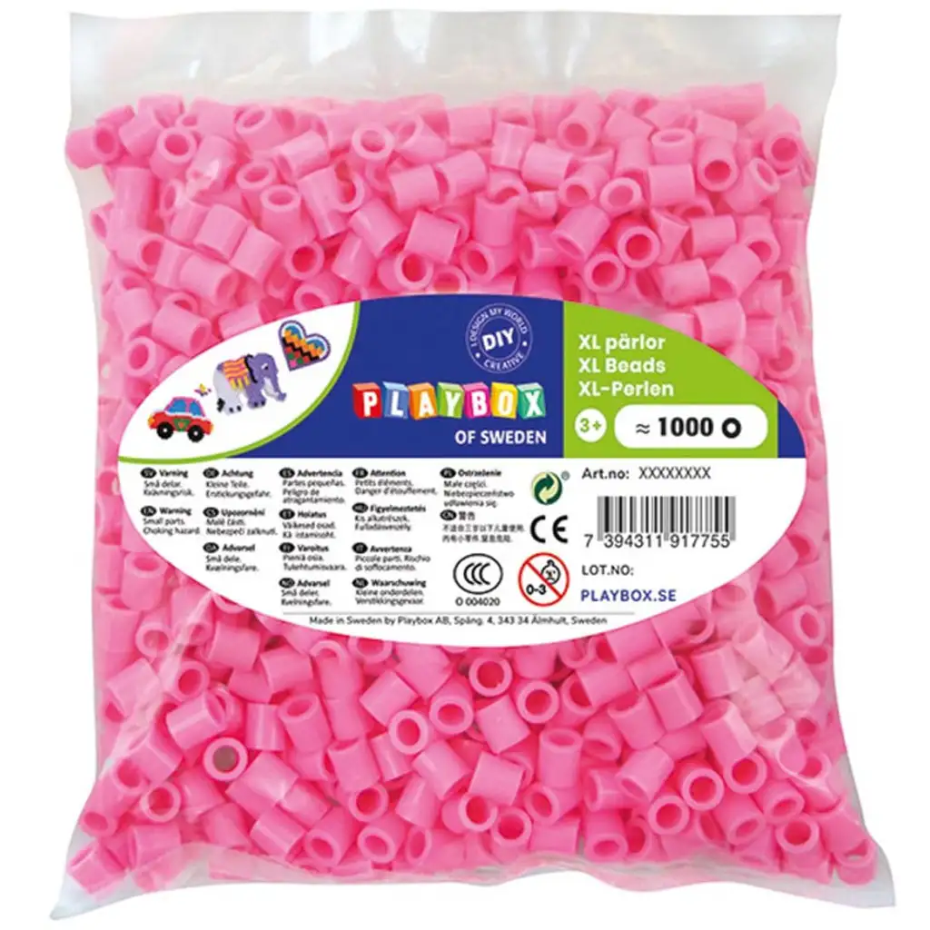 PlayBox: 9mm XL MAXI bügelperlen 1000er Packung in Rosa