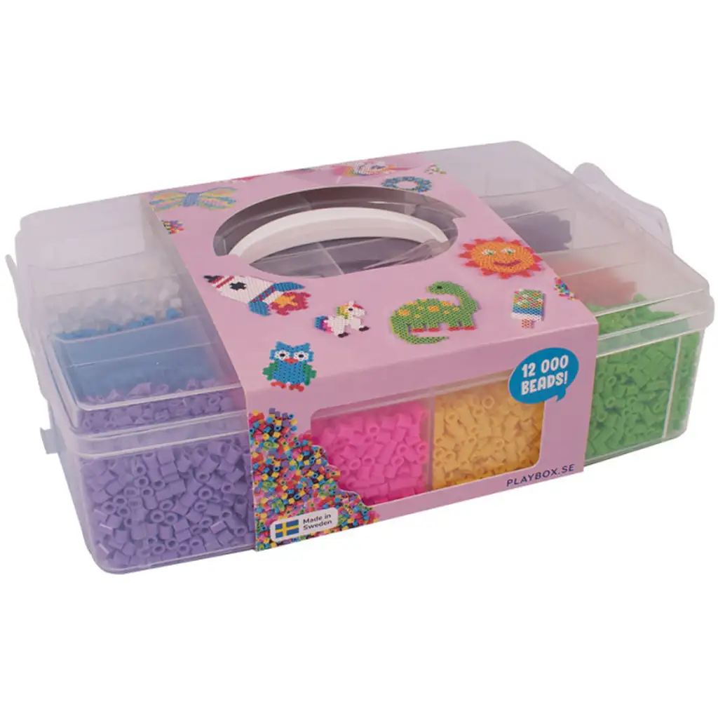 PlayBox: 9mm XL MAXI bügelperlen in 12 Farben in Aufbewahrungsbox 12000 Stück