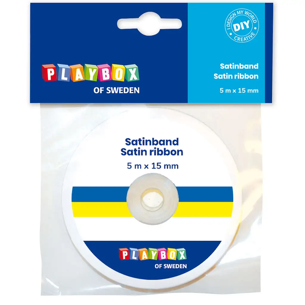 PlayBox: Blau-gelbes Satinband, 15 mm Breite, 5 m
