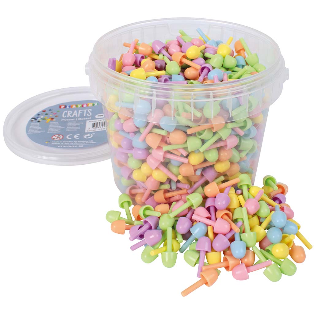 PlayBox: Buntes Mosaik mit 10-mm-Noppen, 700-teiliges Set im Eimer