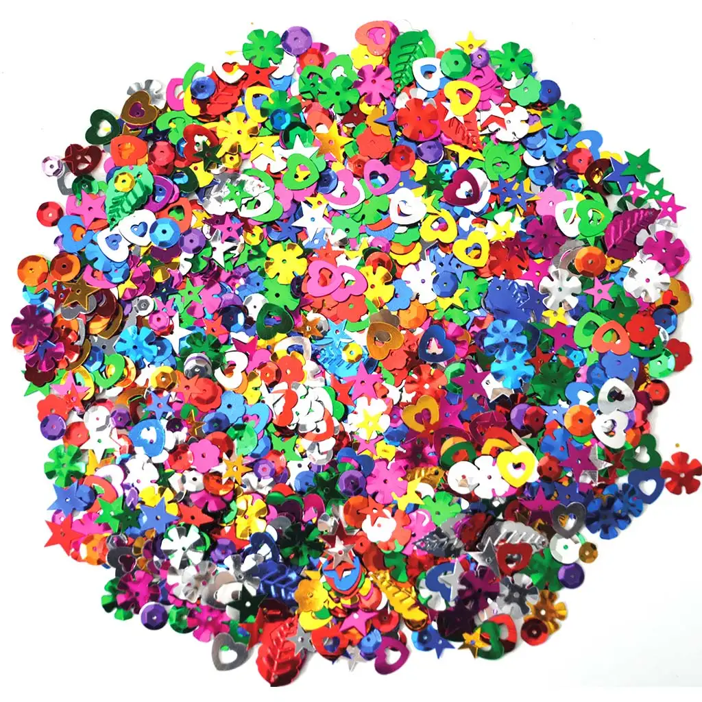 PlayBox: Buntes Paillettenpaket in verschiedenen Farben, Größen und Formen, 100g-Packung