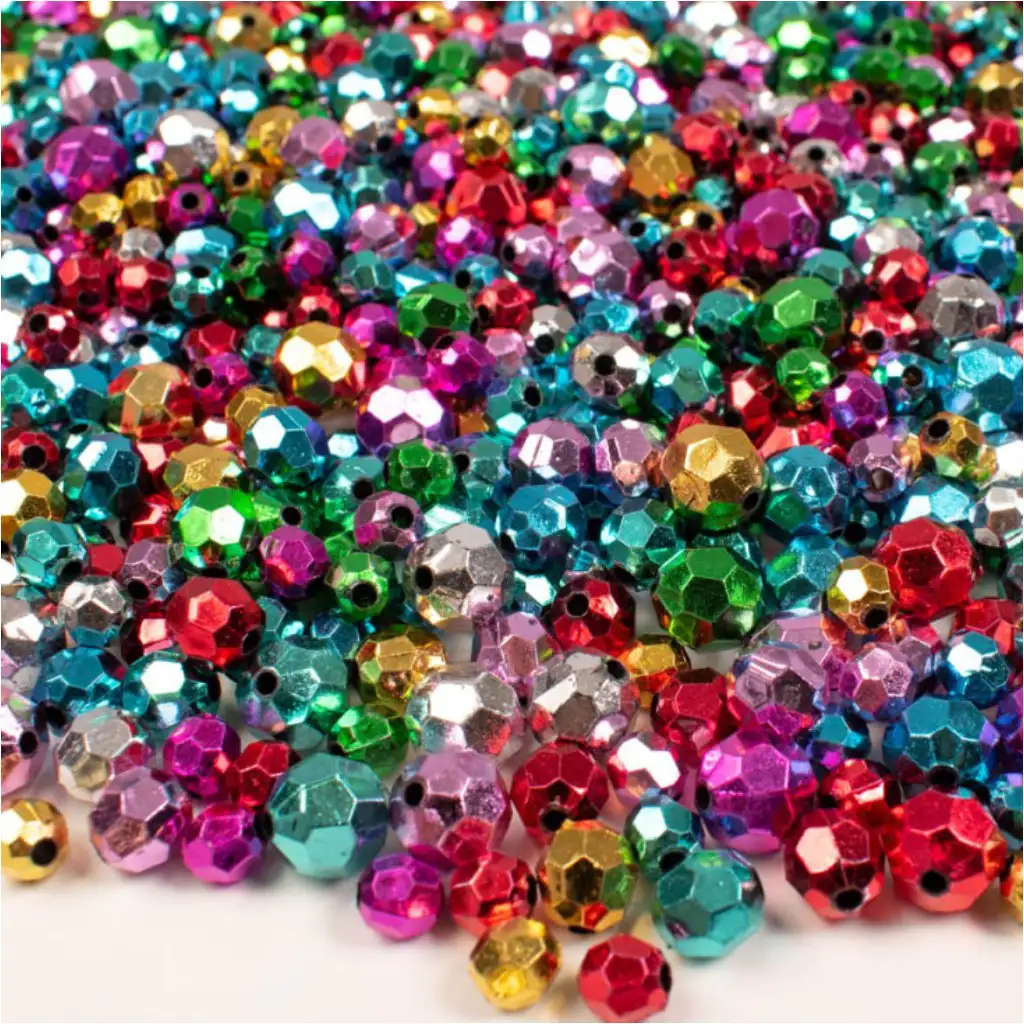 PlayBox: Diamantförmige bunte auffädelbare Perlen in 8, 10 und 12 mm, 250g-Set